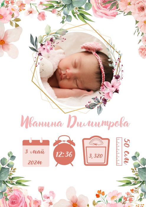 Персонализирана бебешка визитка