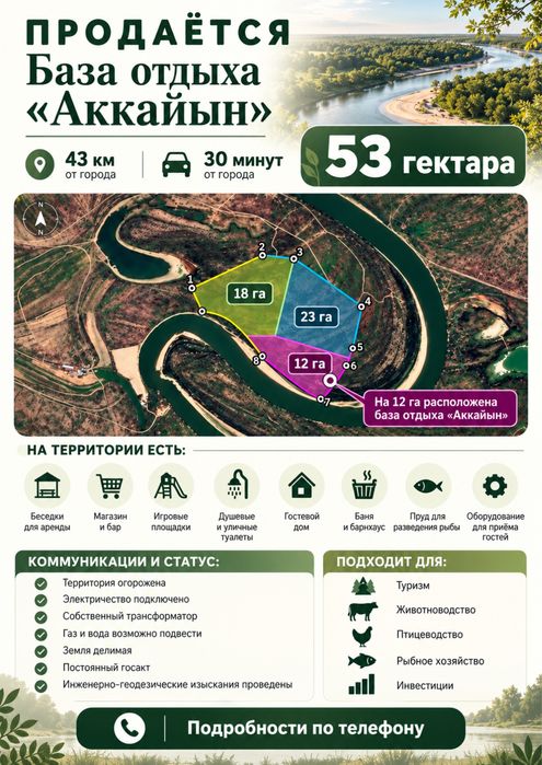 Продается база отдыха Аккайын