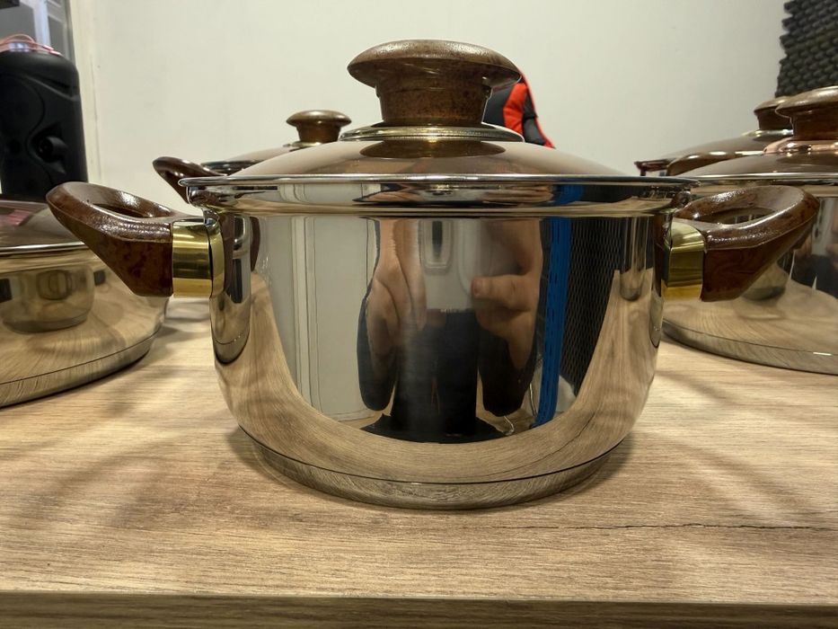 Комплект съдове за готвене от 12 части – Неръждаема стомана, равномерн