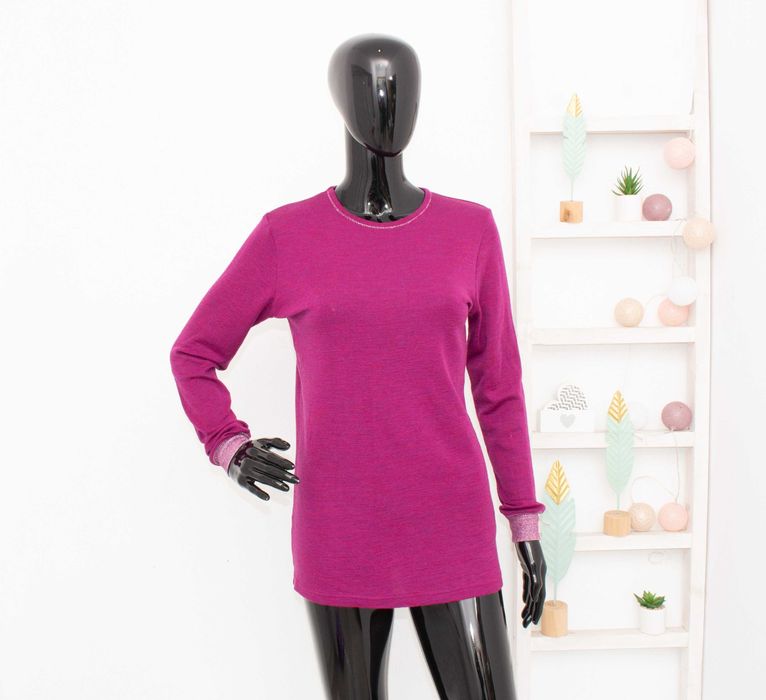 Sofa дамска мерино блуза лилава/сребро термо бельо мериносна вълна L