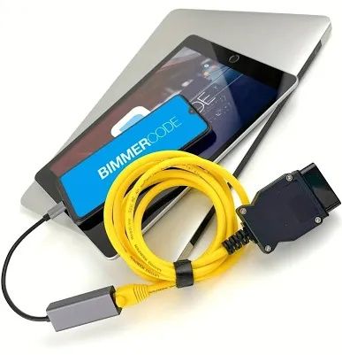 Cablu Enet BMW + Adaptor Ethernet Type C  compatibil BimmerLink BimmerCode codare Bmw activare / ista eSys etc