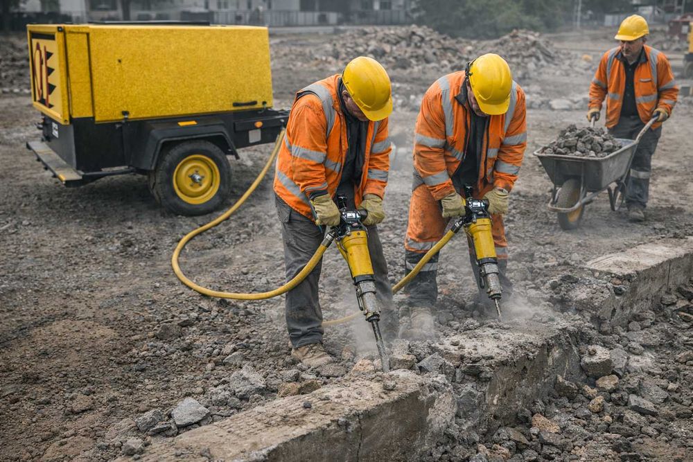 Аренда компрессора -  Отбойные молотки 2 поста, Опрессовка, Продувка