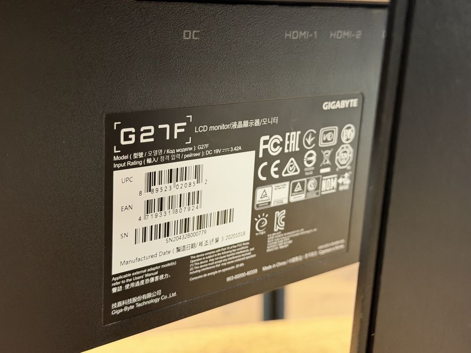 Монитор Gigabyte G27F | 27", IPS, 144Hz, Full HD