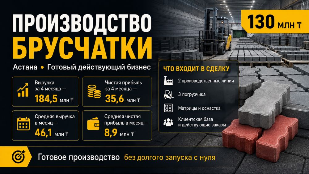 Производство тротуарной плитки в Астане