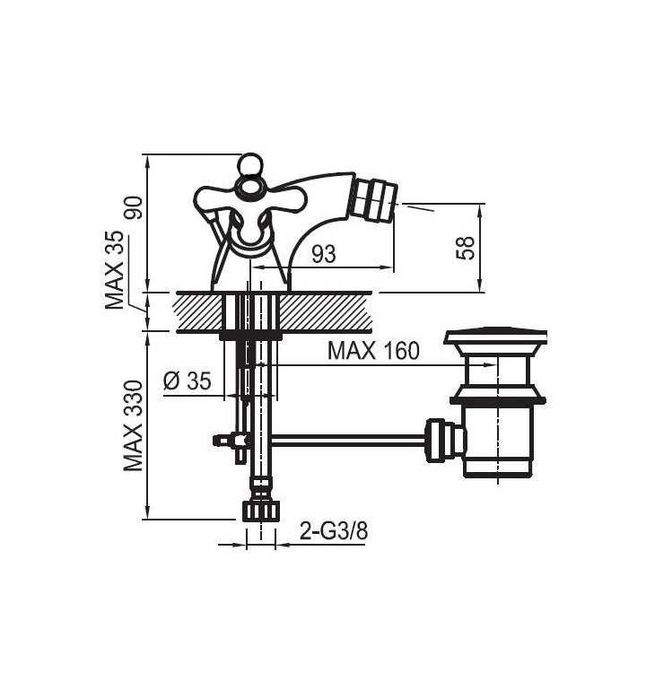 Смесител ,inix на Фаянс  с изпразнител и сифон