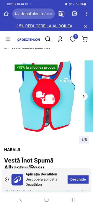 Vesta inot copii marimea s  decathlo
