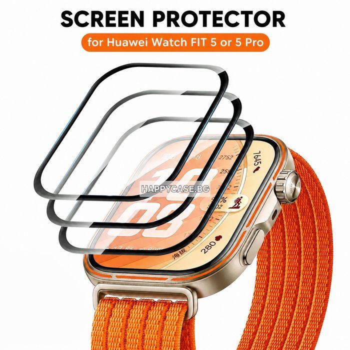 Huawei Watch Fit 5 / Fit 5 Pro / 5D Извит протектор за цял екран
