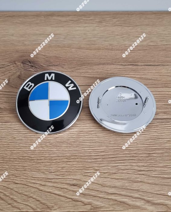 Цялостен комплект емблеми и капачки за джанти на БМВ / BMW Бяло-син