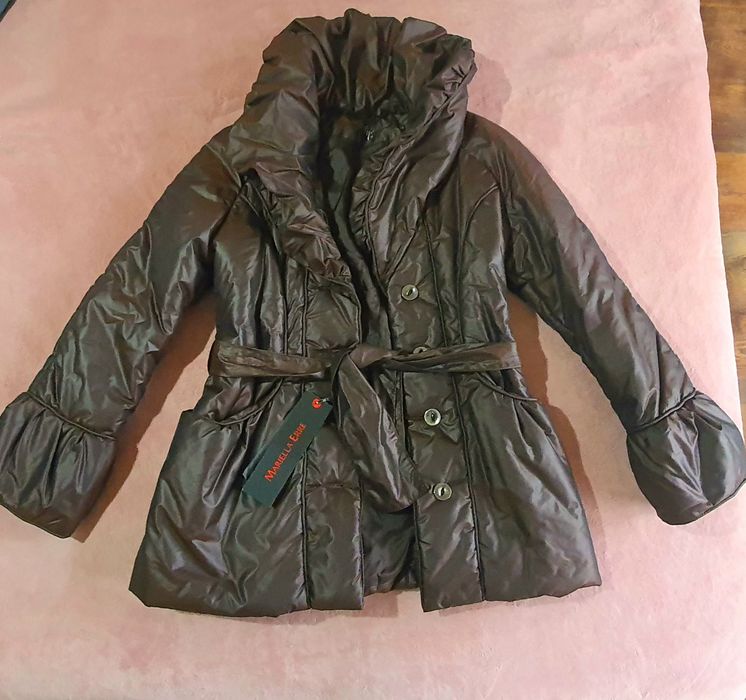 елегантно дамско зимно яке в тъмен кафяв/шоколадов цвят.