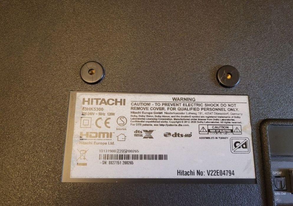 Televizor Hitachi 43HK5300 defect