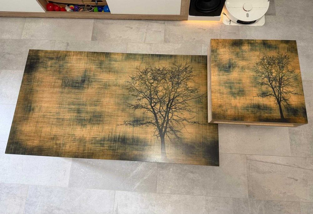 Masa de cafea East Lake, Nancy Homestore, Lemn, 60x110x45 cm, Maro/Verde