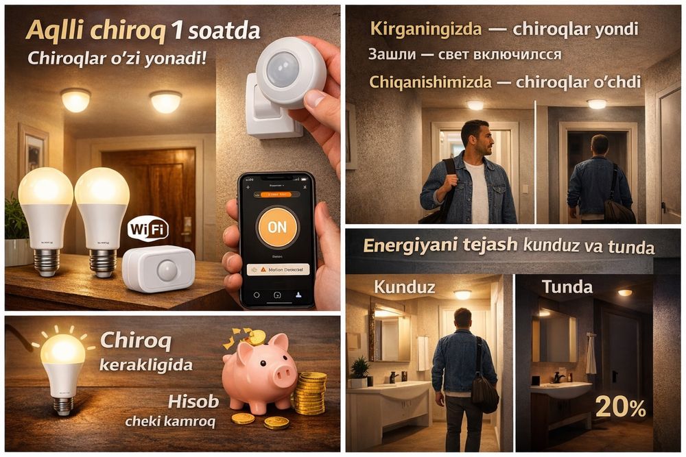 Умный свет/Aqlli chiroq в квартире — включается сам | Экономия света