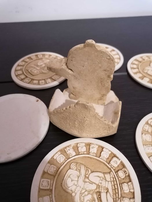 Set 6 suporturi/coastere pahare Rivier Maya Mexic Aztec - Unic ROMANIA