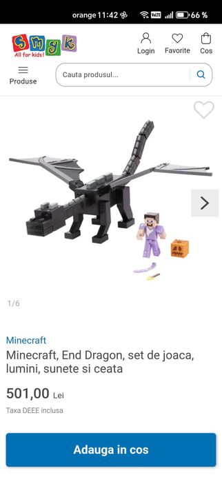 Vând dragon minecraft cu lumini și ceață