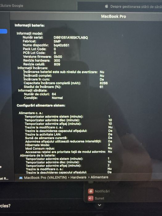 Macbook Pro, 16 inch, utilizat 3 luni