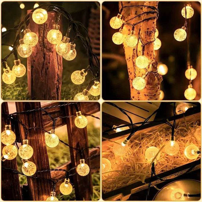 Соларни LED крушки тип гирлянд, лампи за двора, градината, терасата