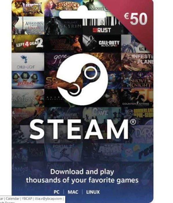 Карта за Steam - 50 Euro
