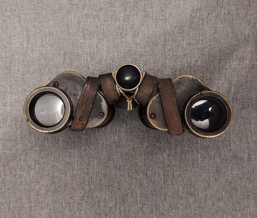 Binoclu militar Carl Zeiss Jena WW1, cu toc original din piele și reticul – de colecție