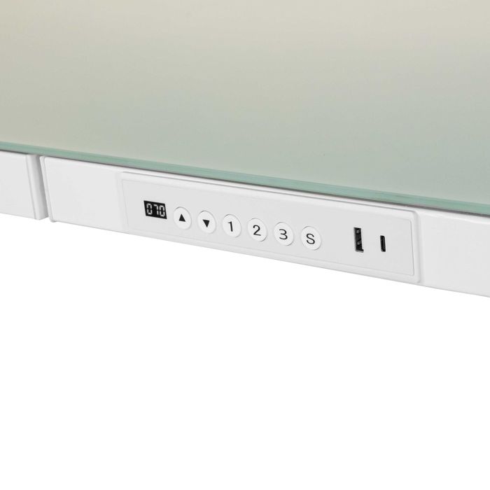 Birou reglabil electric Vitaholm Executive White Glass Top