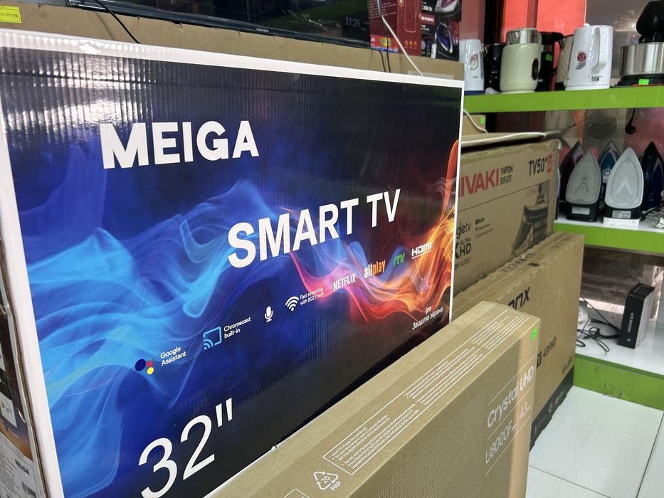 Meiga 32 smart android tv  8 GB xotirasi  ekranga  ko’z uchun ximoyasi