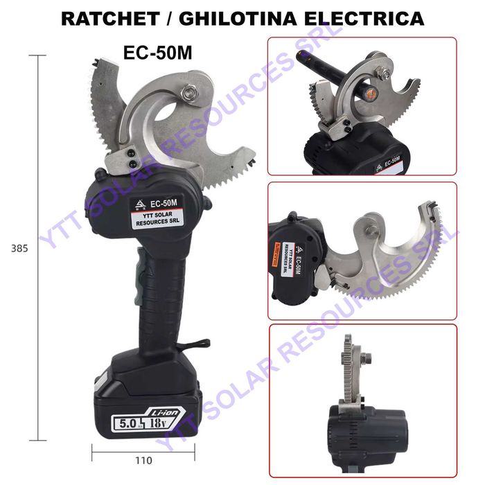 Ratchet / ghilotina / foarfeca electrica pentru taiat cabluri electrice pana la 50mm diametru
