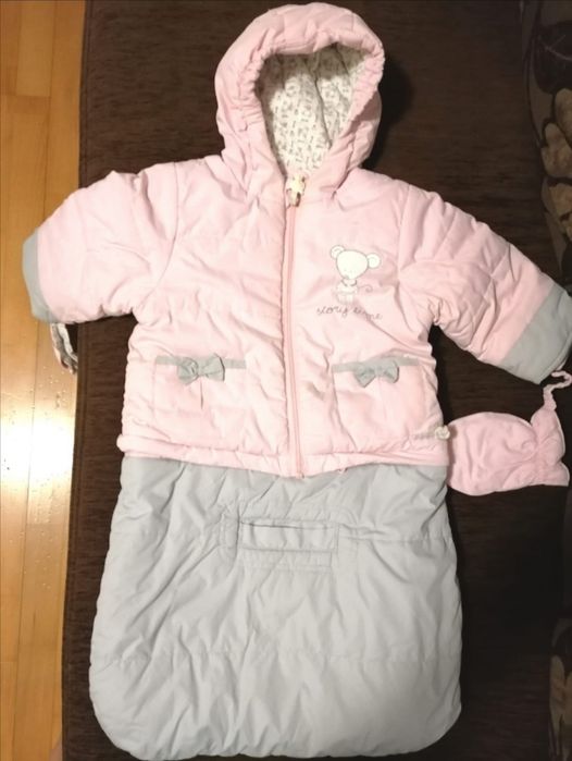 Geacă coccodrillo cu săculeț/mănuși+ vestă călduroasă bebe