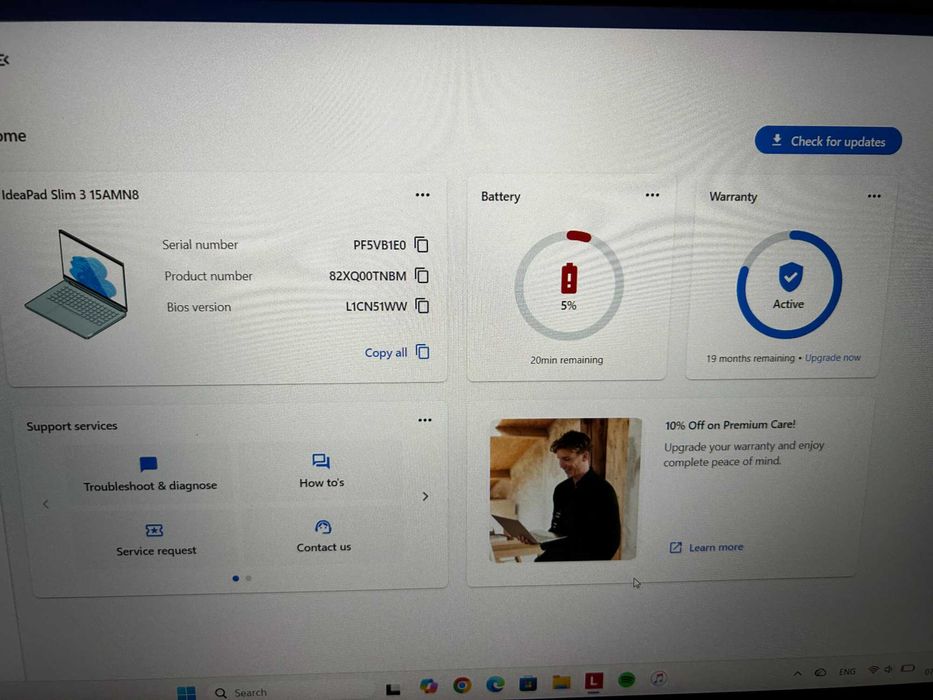 Лаптоп LENOVO IdeaPad Slim 3 15AMN8 82XQ00TNBM 15.6 "