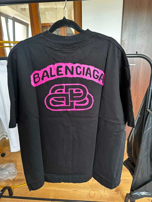 Tricou Balenciaga Ripped Black&Pink