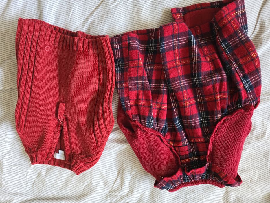 Set rochita Craciun si pulover rosu 6 luni 68cm