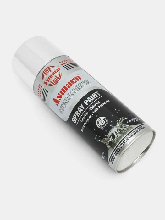 Краска аэрозольная хром серебро, акриловая краска, Asmaco
