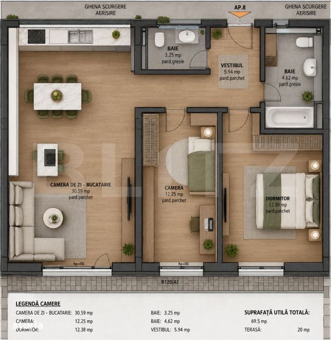 Apartament 3 camere, 69.50 mp, zona Tudor — fotografia 1
