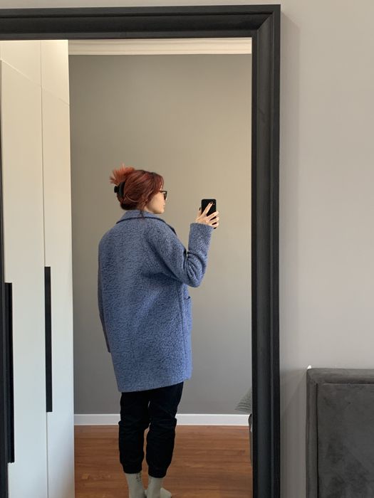 Пальто синее б/у