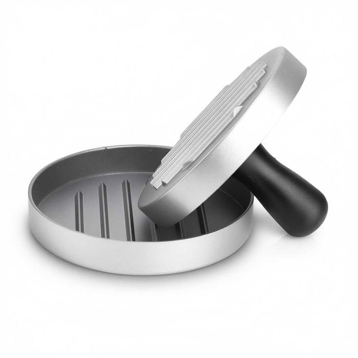 Presa hamburger aluminiu 11 x 8 cm forma burgeri cu maner ergonomic