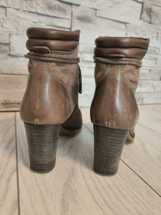 Botine toc gros piele naturală