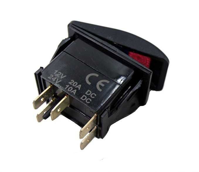 Копче бутон за вграждане за тромба клаксон HORN 12V/24V с червена LED подсветка, 5 пина, ON/OFF