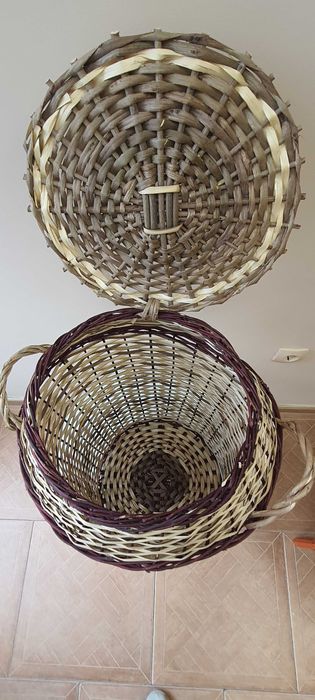 Плетен кош с капак за пране