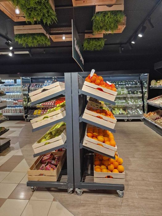 Стелаж - количка за плодове и зеленчуци Wanzl с 3 рафта, 135х93х161 см