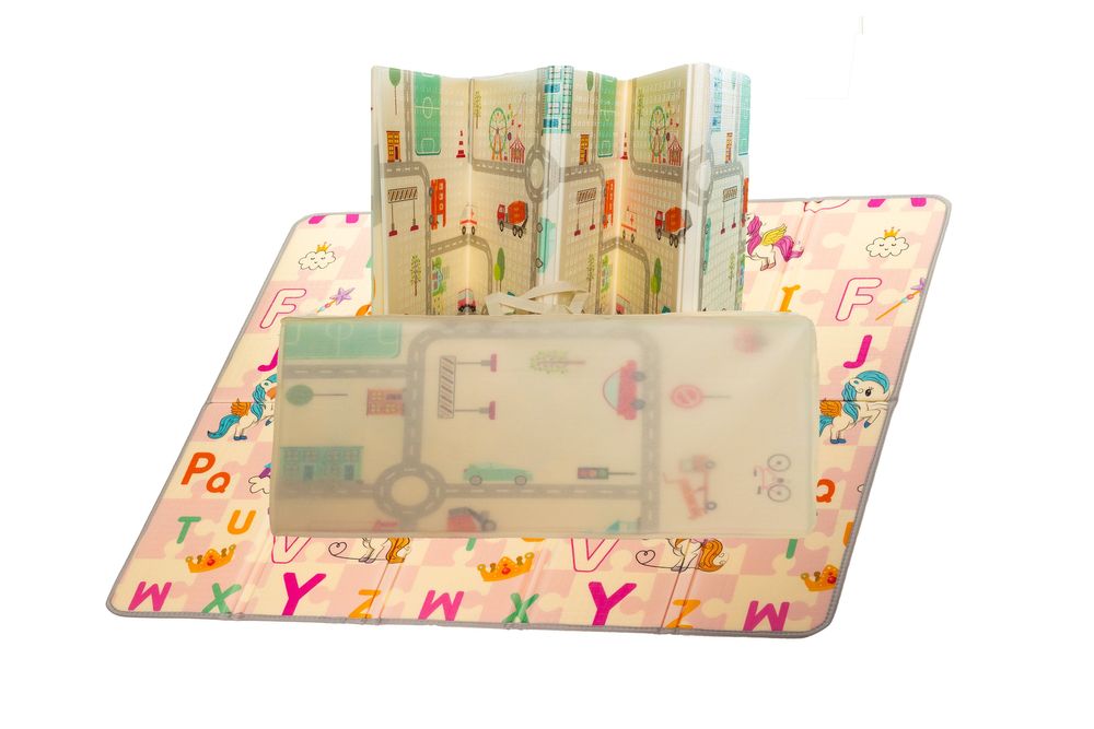 Covoras pliabil copii  200x180x1 cm XPE 2 fete cu geanta depozitare