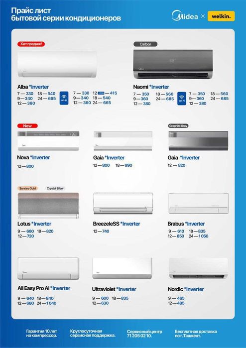 Кондиционер Midea (12) Inverter ALBA/VERTEX (Low Voltage) Доставка