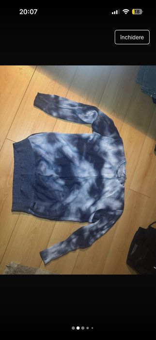 Pulover tie-dye albastru alb