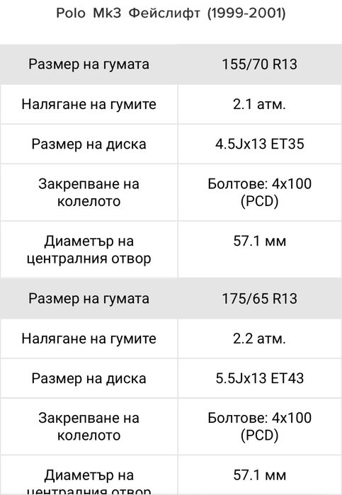 Резервна гума с джанта патерица фолксваген vw 4x100