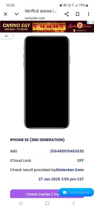 Iphone SE 2020. baterie 83%