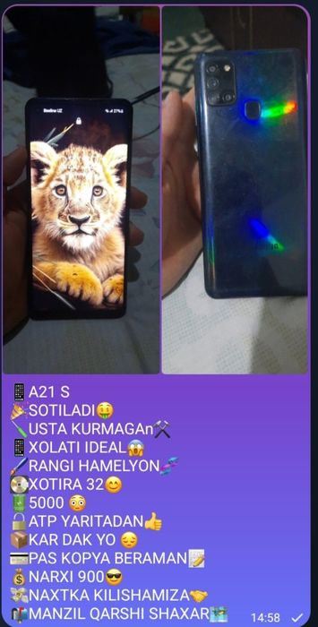 Samsung a21s sotiladi