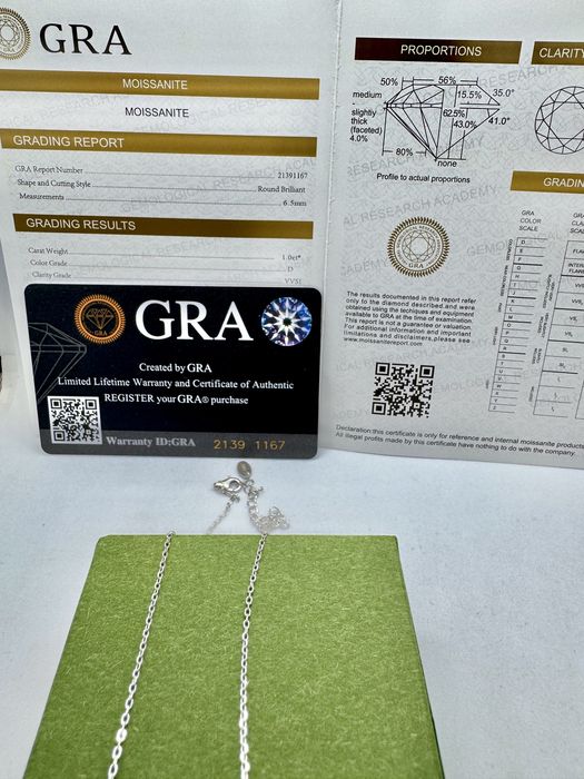 Сребърно колие с мойсанит (Диамант) 1 карат