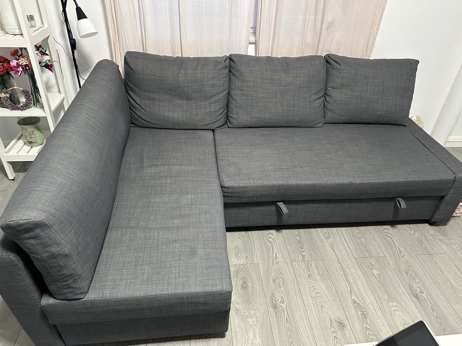 Vand Colțar extensibil IKEA, gri, stare impecabilă, cu depozitare