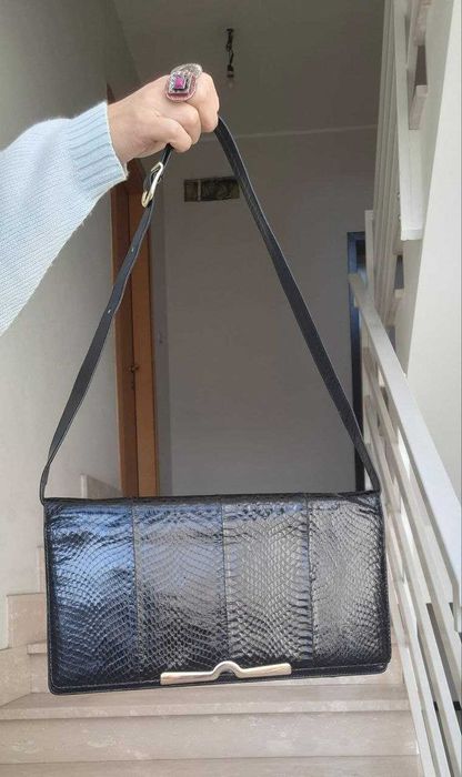 Geanta plic din piele sarpe cu curea vintage ani 70