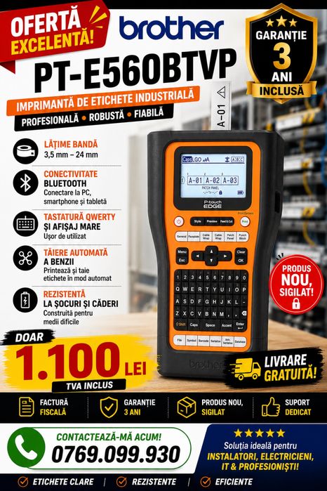 Brother PT-E560BTVP | Produs nou, sigilat | Livrare gratuita