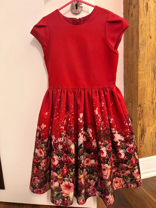 Детска червена рокля Petite fleur