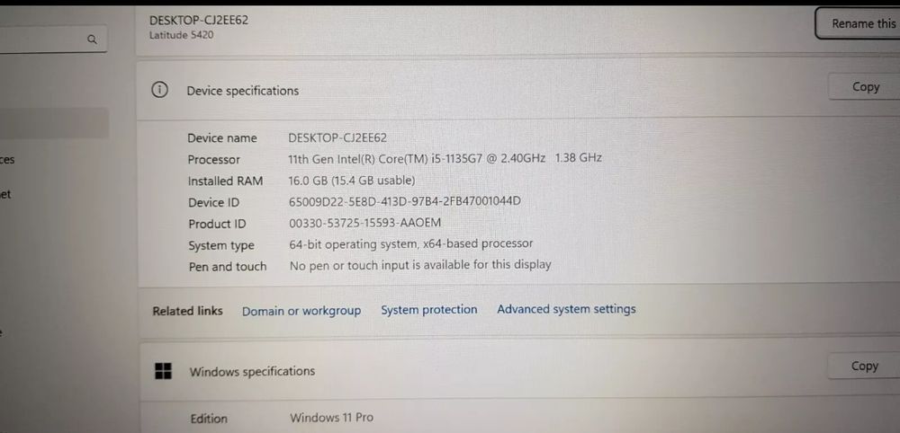 Dell Latitude 5420 Intel Core i5 1135G7 4.20GHz 16GB RAM 512GB NVMe m2