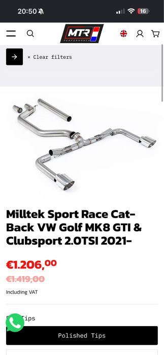 Генерация Milltek за Golf 8 GTI